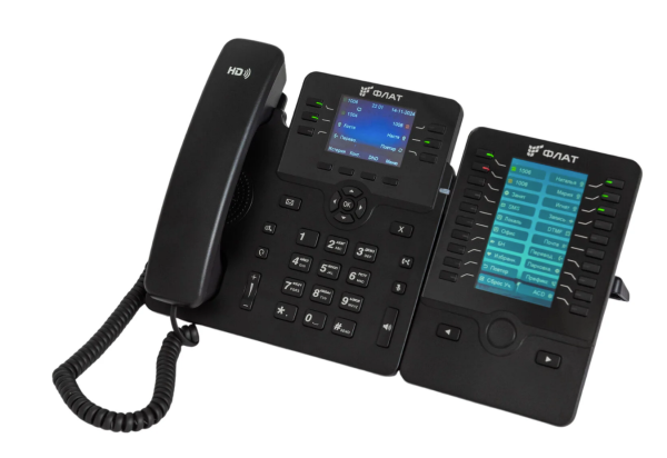 ФЛАТ-ПРО FLAT-PHONE B6P, ip-телефон (6 SIP-аккаунтов, 2 порта 10/100/1000BASE-T (RJ-45), ЖК-дисплей, PoE, адаптер питания 220В)